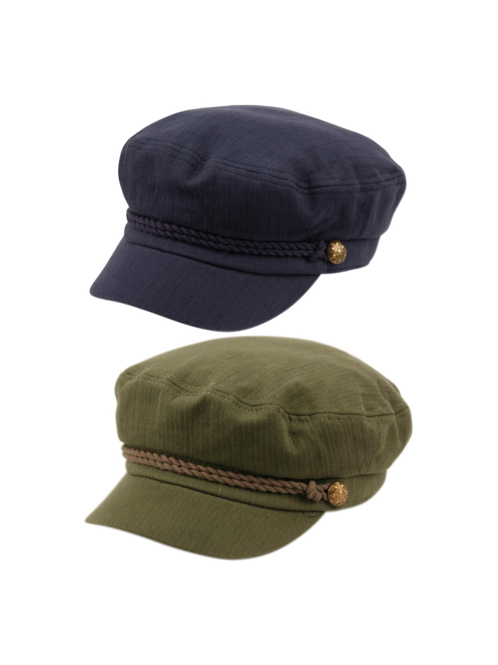 Greek Fisherman Newsboy Cap, Cotton Captains | 2 Packs, Navy, Olive | Size OS